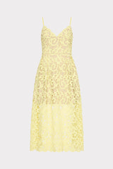 Elle Lace Midi Dress - Yellow