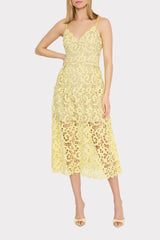 Elle Lace Midi Dress - Yellow
