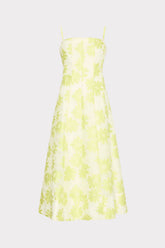 Striped Floral Fil Coupé Dress - Yellow