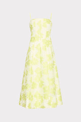 Striped Floral Fil Coupé Dress - Yellow