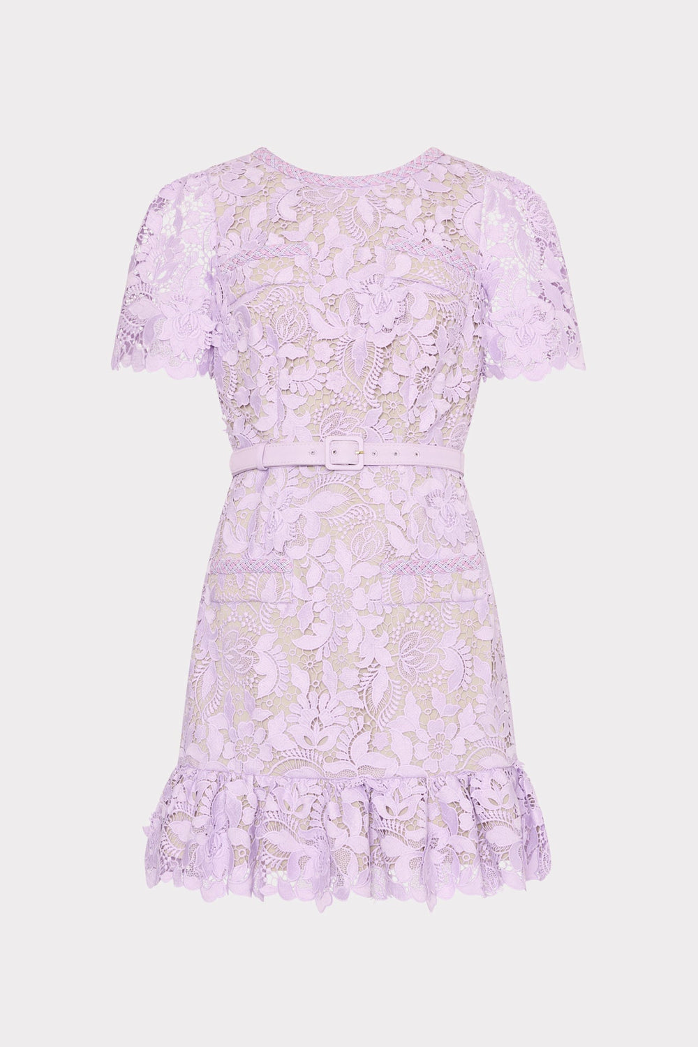 3D Garden Lace Mini Dress - Lilac
