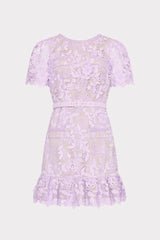 3D Garden Lace Mini Dress - Lilac