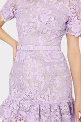 3D Garden Lace Mini Dress - Lilac