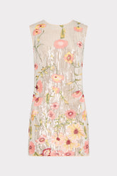 Ivette Floral Sequins Embroidery Dress - Silver Multi