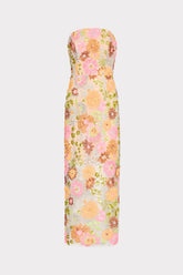 Kait Floral Blossom Sequins Dress - Orange Multi
