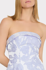 Tulip Jacquard Strapless Dress - Periwinkle/Multi