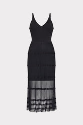 Sheer Knit Cami Dress - Black