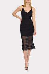 Sheer Knit Cami Dress - Black