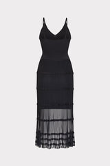 Sheer Knit Cami Dress - Black