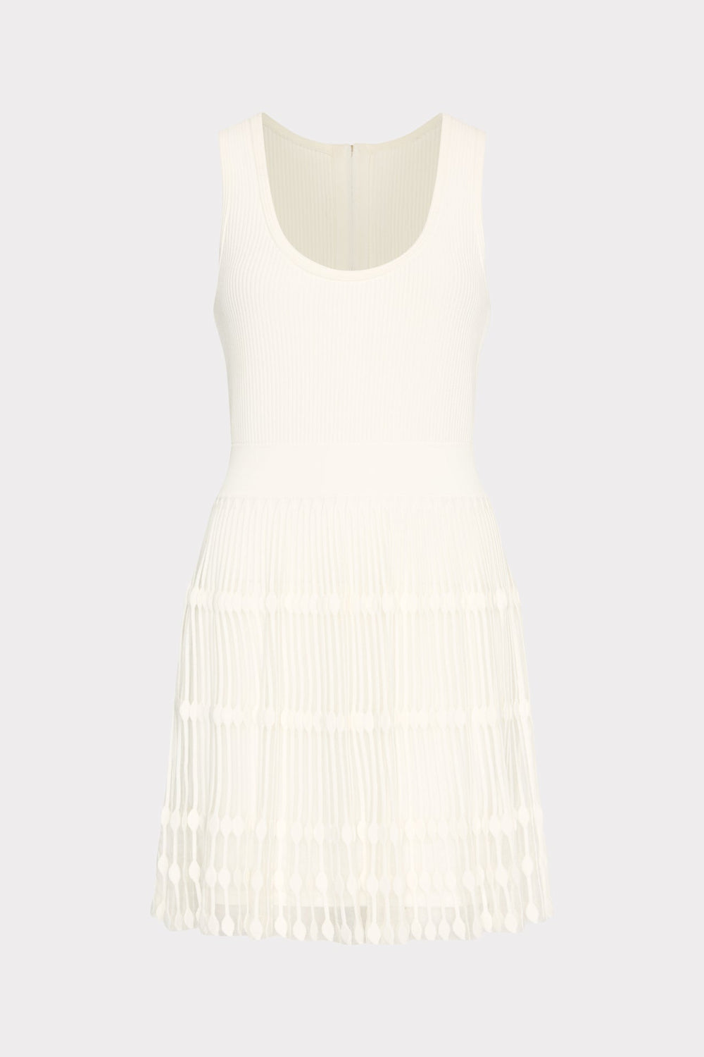 Sheer Knit Fit And Flare Mini Dress - Ecru