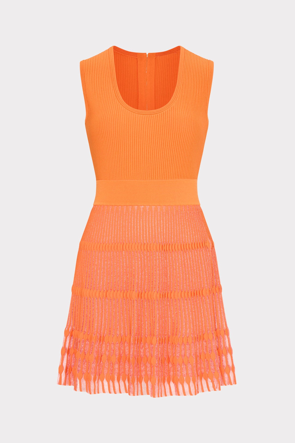 Sheer Knit Fit And Flare Mini Dress - Coral