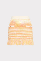 Kali Textured Fringe Knit Mini Skirt - Orange Yellow Multi