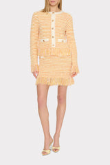 Kali Textured Fringe Knit Mini Skirt - Orange Yellow Multi