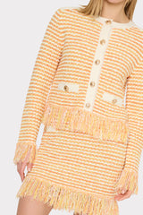Kali Textured Fringe Knit Mini Skirt - Orange Yellow Multi