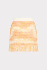Kali Textured Fringe Knit Mini Skirt - Orange Yellow Multi
