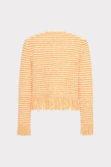 Textured Fringe Trim Cardigan - Orange Yellow Multi