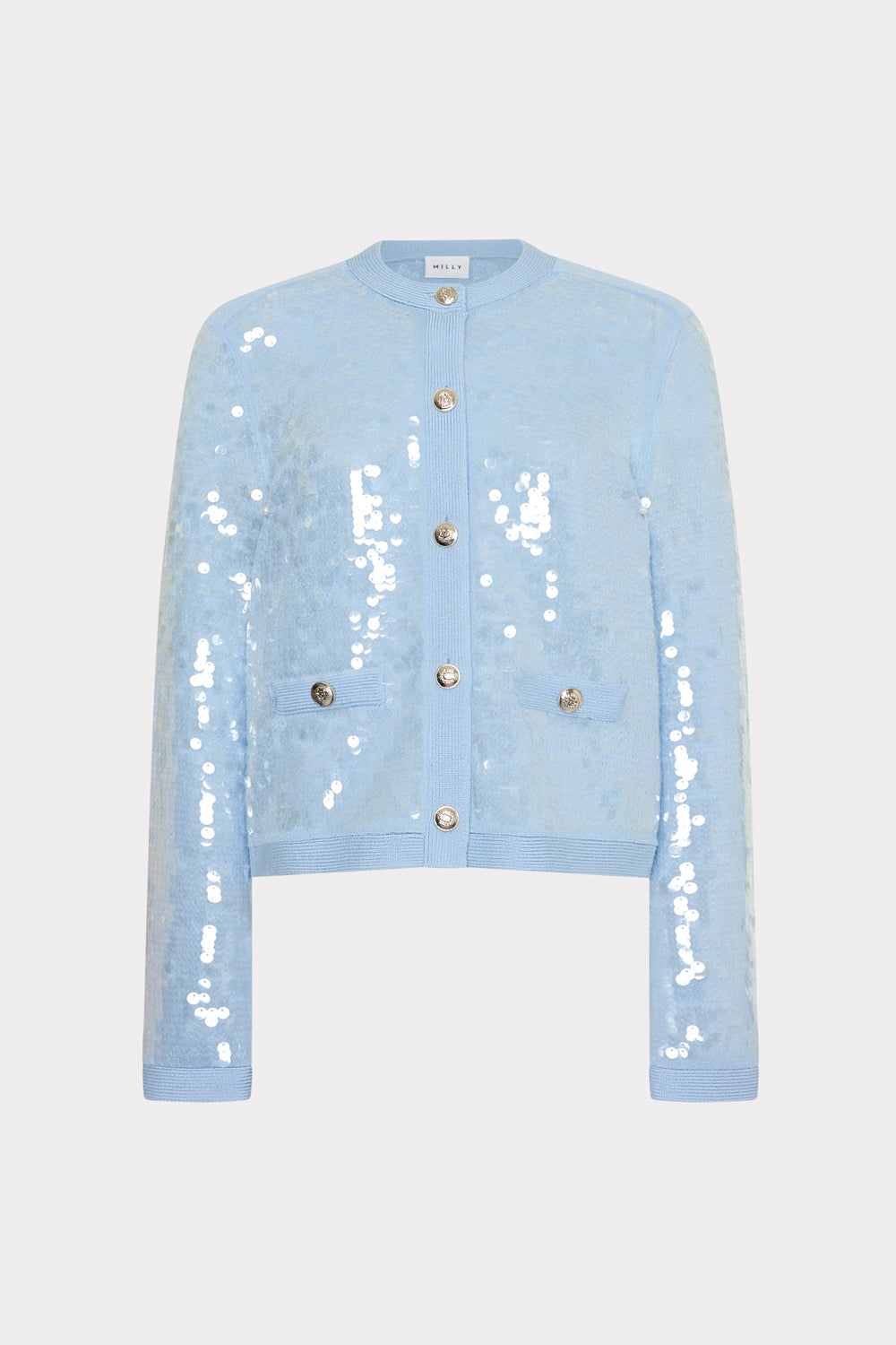 Iman Sequin Knit Cardigan - Light Blue