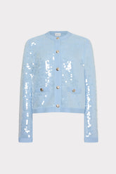 Iman Sequin Knit Cardigan - Light Blue