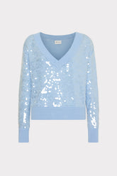 Ilaria Sequin V-Neck Sweater - Light Blue