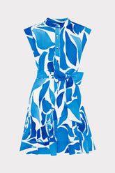 Joan Dream Rose Pleated Dress - Teal Blue Multi