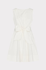 Draped Poplin Sleeveless Mini Dress - White