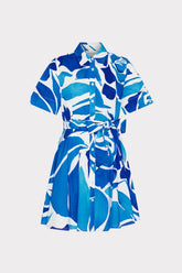 Dream Rose Poplin Mini Dress - Teal Blue Multi