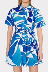 Dream Rose Poplin Mini Dress - Teal Blue Multi