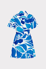 Dream Rose Poplin Mini Dress - Teal Blue Multi