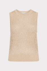 Sequin Mesh Shell Sweater - Beige