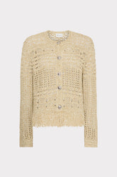 Beaded Fringe Knit Cardigan - Beige Multi