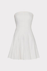 Cameron Solid Linen Strapless Dress - White