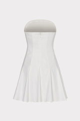 Cameron Solid Linen Strapless Dress - White
