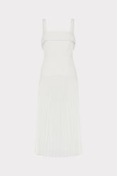 Nala Poplin Pleated Combo Midi Dress - White