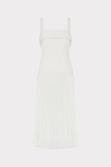 Nala Poplin Pleated Combo Midi Dress - White