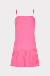 Nola Poplin Pleated Combo Mini Dress - Pink