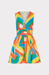 Nikki Multi Stripe Poplin Mini Dress - Orange Multi