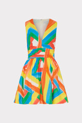 Nikki Multi Stripe Poplin Mini Dress - Orange Multi