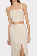 Neriya Linen Contrast Skirt - Natural/White
