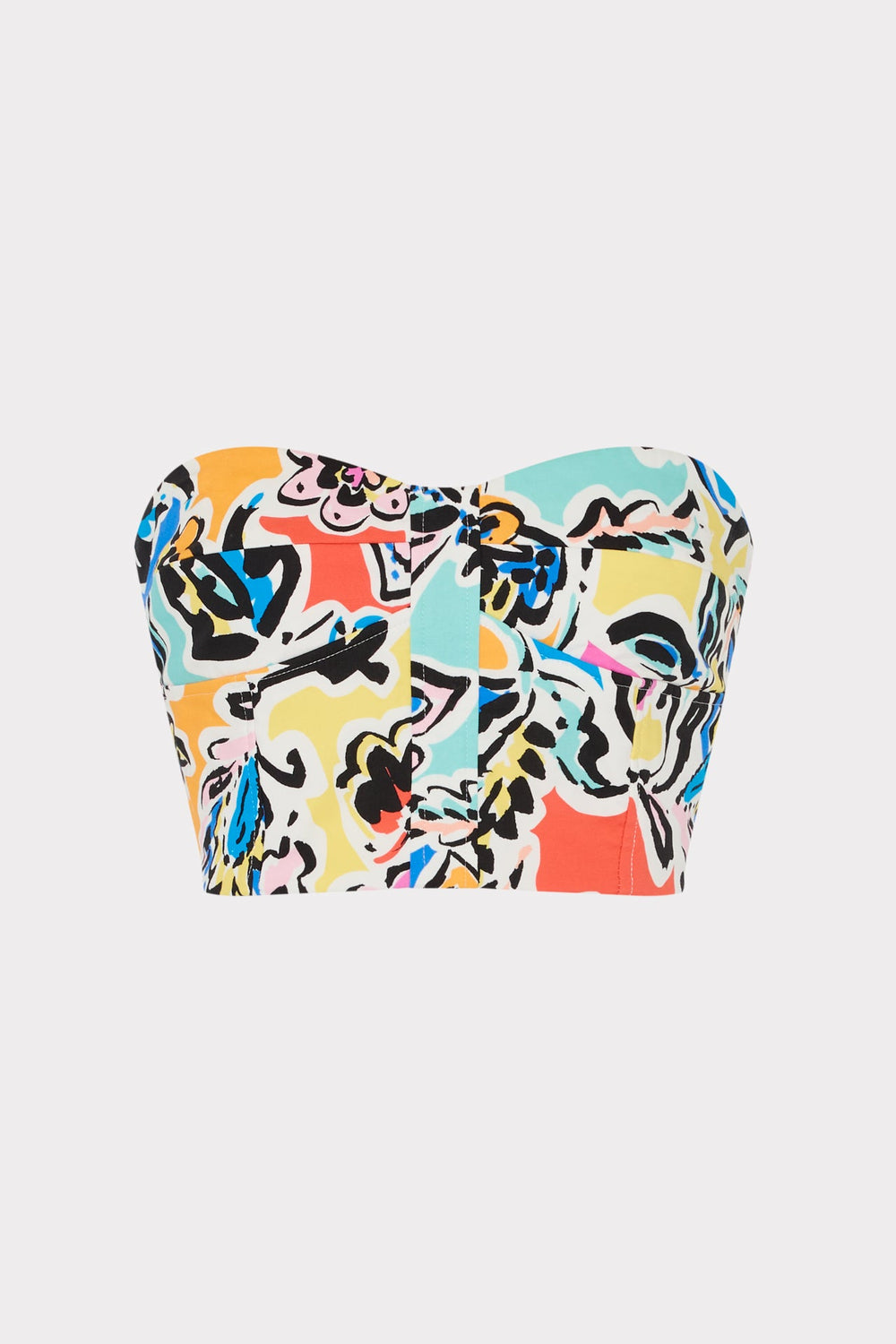 Neha Rainbow Oasis Poplin Bustier Top - Black Multi