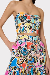 Neha Rainbow Oasis Poplin Bustier Top - Black Multi