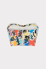 Neha Rainbow Oasis Poplin Bustier Top - Black Multi