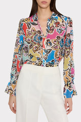 Lacey Rainbow Oasis Blouse - Black Multi
