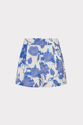 Brushwork Floral Linen Short - Blue Multi