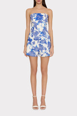 Brushwork Floral Linen Top - Blue Multi