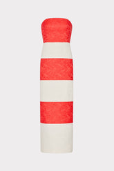 Orion Stripe Jacquard Dress - Red/White