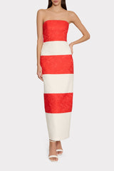 Orion Stripe Jacquard Dress - Red/White