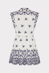 Neelie Floating Petals Eyelet Mini Dress - White/Blue