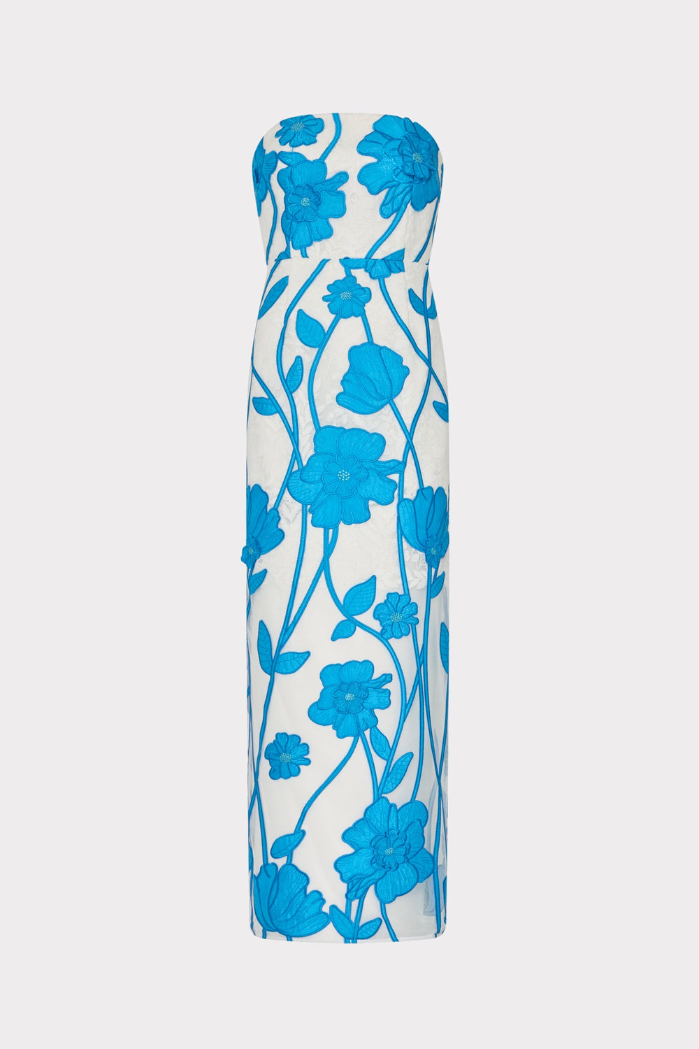 Magnolia Grand Fleur Embroidered Lace Dress - Blue/White