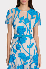 Rosie Grand Fleur Embroidered Mini Dress - Blue