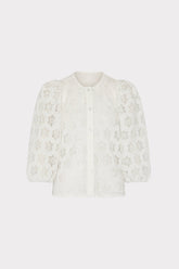 Nannie Circular Embroidery Eyelet Top - White